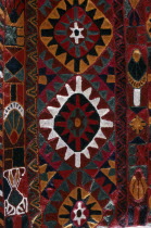 Detail of richly embroidered fabric.Al-Urdunn Jordanian Middle East