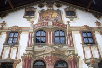 Detail of the house frescoes on the east side.Art Architecture Housing Bayern Deutschland European Religious Western Europe