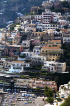 Vista of Positano on its steep slope down to the sea and Marina Grande beachArchitecture Holidays Italy Beaches Cliffs European Italia Italian Resort Sand Sandy Seaside Shore Southern Europe Tourism...