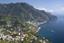 View of the Amalfi coastline from the hillside town of Ravello Coastlines Seascapes Cliffs Landscape European Italia Italian Scenic Southern Europe