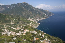 View of the Amalfi coastline from the hillside town of Ravello Coastlines Seascapes Cliffs Landscape European Italia Italian Scenic Southern Europe