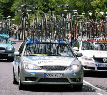 Support team vehicle with bikes on the roof for Tour de France Kent stage 2007European French Western Europe