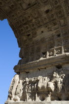 Detail of the central arch of the triumphal Arch of TitusEuropean Italia Italian Roma Southern Europe History