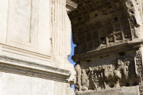 Detail of the central arch of the triumphal Arch of TitusEuropean Italia Italian Roma Southern Europe History