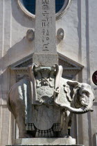 Bernini marble elephant in the Obelisk of Santa Maria sopra Minerva in the Piazza della MinervaEuropean Italia Italian Roma Southern Europe Gray History Religion Religious