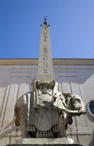 Bernini marble elephant in the Obelisk of Santa Maria sopra Minerva in the Piazza della MinervaEuropean Italia Italian Roma Southern Europe Gray History Religion Religious