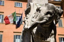 Bernini marble elephant in the Obelisk of Santa Maria sopra Minerva in the Piazza della MinervaEuropean Italia Italian Roma Southern Europe Gray History Religion Religious