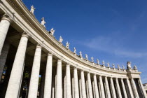 Vatican City The sweeping colonnade by Bernini topped with statues that circles Piazza San Pietro or St Peters SquareEuropean Italia Italian Roma Southern Europe Catholic Principality Citta del Vatic...