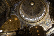 Vatican City The Basilica of St Peter The Dome by Michelangelo above the canopied Baldacchino by BerniniEuropean Italia Italian Roma Southern Europe Catholic Principality Citta del Vaticano Papal Rel...