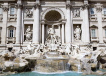 The Trevi Fountain in Piazza di Trevi designed by Nicola Salvi with the central figure of the sea god NeptuneEuropean Italia Italian Roma Southern Europe History