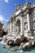 The Trevi Fountain in Piazza di Trevi designed by Nicola Salvi with the central figure of the sea god NeptuneEuropean Italia Italian Roma Southern Europe History