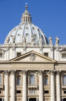 Vatican City The central facade and Dome of the Basilica of Saint PeterEuropean Italia Italian Roma Southern Europe Catholic Principality Citta del Vaticano History Papal Religion Religious Christian...