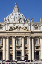 Vatican City Pope Benedict XVI Joseph Alois Radzinger seated under a canopy in St Peters Square for the wednesday Papal Audience in front of the BasilicaEuropean Italia Italian Roma Southern Europe C...