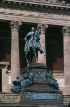 Bronze equestrian statue of Friedrich Wilhelm IV by Alexander Calandrelli 1886 outside the Altes Museum.Deutschland European Religion Religious Western Europe History