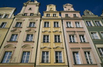 Stare Miasto.  Pastel coloured building facades in the Old Town Square.Colored Eastern Europe European Polish Polska Breslau