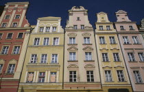 Stare Miasto.  Pastel coloured building facades in the Old Town Square.Colored Eastern Europe European Polish Polska Breslau