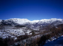 Snow covered mountain Macizo de Posets which is 3369 metres 11033 feet high point. The border with France on the right skyline.European Scenic Southern Europe Espainia Espana Espanha Espanya Hispanic...