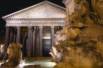 The Piazza della Rotonda with the Pantheon beyond the Rotonda Fountain illuminated at nightEuropean Italia Italian Roma Southern Europe History Nite Religion