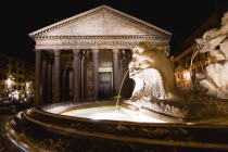 The Piazza della Rotonda with the Pantheon beyond the Rotonda Fountain illuminated at nightEuropean Italia Italian Roma Southern Europe History Nite Religion