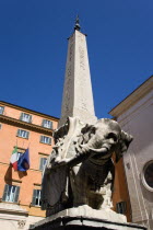 Bernini marble elephant in the Obelisk of Santa Maria sopra Minerva in the Piazza della MinervaEuropean Italia Italian Roma Southern Europe History Religion Religious