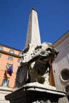 Bernini marble elephant in the Obelisk of Santa Maria sopra Minerva in the Piazza della MinervaEuropean Italia Italian Roma Southern Europe History Religion Religious