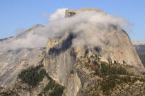 Half Dome partially covered in cloud  view from Glacier PointNorth America United States of America American National Park Northern The Golden State North America United States of America American N...