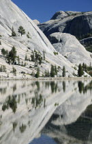 Tenaya Lake with reflectionsportrait North America United States of America American National Park Northern The Golden State portrait North America United States of America American National Park No...