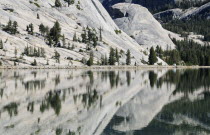 Tenaya Lake with reflectionszommed in North America United States of America American National Park Northern The Golden State zommed in North America United States of America American National Park...