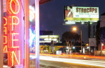 Street scene  Sunset Boulevard at nightHollywood American Destination Destinations Nite North America Northern United States of America LA Sundown Atmospheric The Golden State