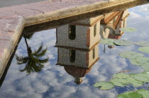 Pool reflection  Mission Santa BarbaraSanta Barbara American Destination Destinations North America Northern Reflexion United States of America Religion Religious The Golden State