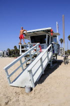 Lifeguard post  Venice BeachVenice Beach American Beaches Destination Destinations North America Northern Resort Sand Sandy Seaside Shore Tourism United States of America LA One individual Solo Lone...