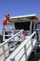 Lifeguard post  Venice BeachVenice Beach American Beaches Destination Destinations North America Northern Resort Sand Sandy Seaside Shore Tourism United States of America LA One individual Solo Lone...