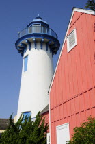 Lighthouse & colourful buildings  Fishermens Village  Marina Del ReyVenice Beach American Beaches Colorful Destination Destinations North America Northern Resort Sand Sandy Seaside Shore Tourism Unit...