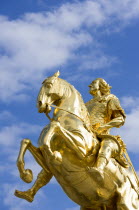 The 1734 gilded statue by Ludwig Wiedemann known as Goldener Reiter an equestrian statue of the Saxon Elector and Polish king August the Strong in Neustdter market.Destination Destinations Deutschlan...