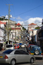 Traffic jam in Cross Street in the capital on market day.Caribbean Destination Destinations Grenadian Greneda West Indies Grenada Ecology Entorno Environmental Environnement Green Issues Holidaymaker...