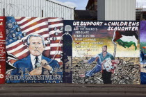 West  Falls Road  Political murals painted on walls of the Lower Falls Road area epicting former US President George Bush Junior sucking oil out of the Middle East.PoliticalNorthernBeal FeirsteUrb...