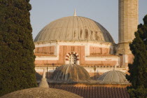 Rhodes Town.  Domed rooftops of Suleyman Mosque.   UNESCO World Heritage Site.  Greek islandsDodecaneseRhodesRhodosRodiAegeanMediterraneanEuroholidayUNESCOWorld Heritage SiteOld Townarchi...