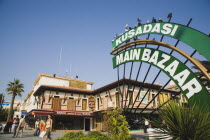 Sign for Kusadasi Main BazaarTurkishAegeancoastresortSummersunshineearly Summer seasonholidaydestinationdestinations ElladaEuropeanSouthern Europe Destination Destinations Middle East Sign...