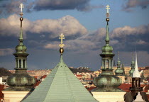 Spires of the Clementium  National Library  St Clement  Klementium.EuropeanEuropeCzechRepublicPraguePrahaReligionRekigousChristianChristianityArchitectureSkylineCityscap Blue Ceska Citisc...