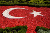 Turkey, Cappadocia, Ankara, Anitkabir, Mausoleum of Kemal Ataturk, The Turkish flag in pebblestones.