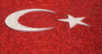 Turkey, Cappadocia, Ankara, Anitkabir, Mausoleum of Kemal Ataturk, The Turkish flag in pebblestones.