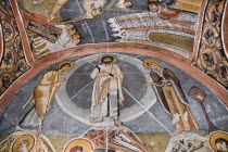 Turkey, Cappadocia, Goreme, Goreme Open Air Museum, The Dark Church, So named because it had very few windows. The frescoes date from the 11th century.