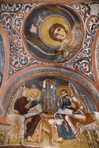 Turkey, Cappadocia, Goreme, Goreme Open Air Museum, The Dark Church, So named because it had very few windows. The frescoes date from the 11th century.