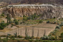 Turkey, Cappadocia, Goreme, Rose and Red Valleys, Rose Valley in foreground with Red Valley in the background.