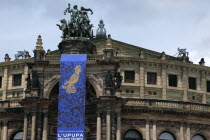 Theaterplatz  Semper opera House Exterior.Destination Destinations Deutschland European History Holidaymakers Sachsen Tourism Tourist Western Europe Saxony Sightseeing Tourists Blue Clouds Cloud Sky...