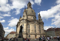 Nuemarkt  Dresdner Frauenkirche church of Our Lady. Lutheran Church bombed in 1945 and rebuilt using original and new stones. Re-opened in 2005.Destination Destinations Deutschland European History H...