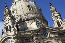 Nuemarkt  Dresdner Frauenkirche church of Our Lady. Lutheran Church bombed in 1945 and rebuilt using original and new stones. Re-opened in 2005.Destination Destinations Deutschland European History H...