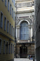 Nuemarkt  View along Salzgasse toward the academy of Art.Destination Destinations Deutschland European History Holidaymakers Sachsen Tourism Tourist Western Europe Saxony Sightseeing Tourists Gray Hi...