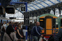 England, East Sussex, Brighton, Newly refurbished mainline railway station interior.