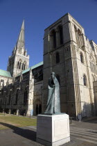 England, West Sussex, Chichester, Statue of Saint Richard outside the Cathedral.